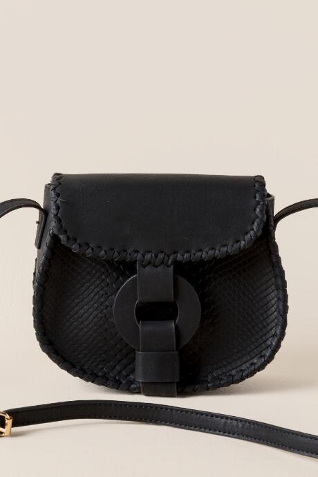 Francesca's Glen Buckle Crossbody In Black - Black