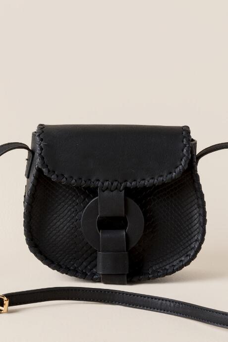 Francesca's Glen Buckle Crossbody In Black - Black