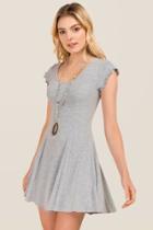 Alya Marabella Ribbed Knit Dress - Gray
