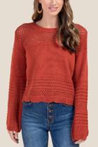 Francesca Inchess Richelle Crochet Pullover Sweater - Cinnamon