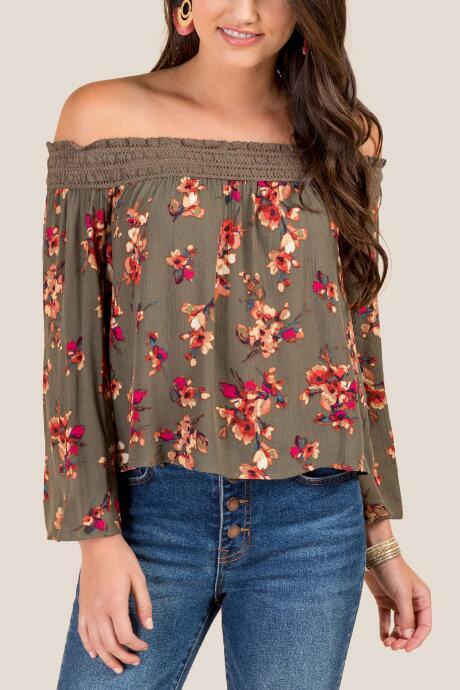 Francesca Inchess Sharon Floral Blouse - Dark Olive