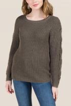 Alya Charlotte Lace Up Sleeve Pullover Sweater - Olive