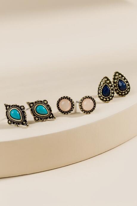Francesca's Britney Boho Resin Stud Earrings - Multi