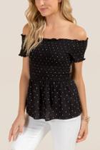 Francesca Inchess Latoya Smocked Off The Shoulder Polka Dot Top - Black/white
