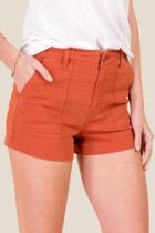 Francesca's Tabatha Patch Pocket Denim Shorts - Rust
