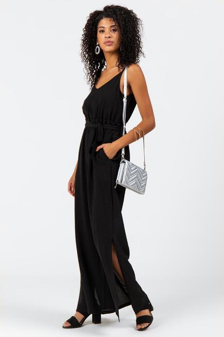 Francesca's Eugene Side Slit Jumpsuit - Black