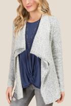 Alya Leigh Drape Boucle Sweater Wrap - Heather Gray