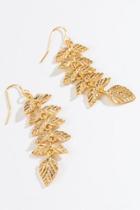 Francesca's Kennedy Linear Leaf Earrings - Gold