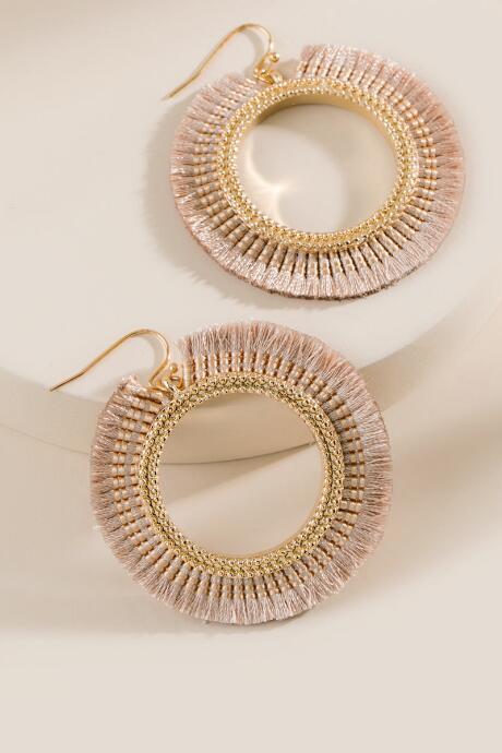 Francesca's Addilynn Tassel Statement Earrings - Taupe