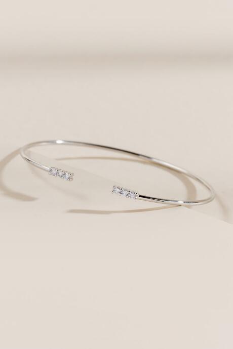 Francesca's Janelle Pave Bar Open Cuff Bracelet In Silver - Silver