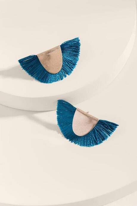 Francesca's Renata Tassel Statement Studs - Forest