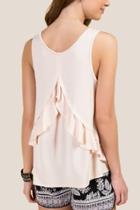 Francesca's Arielle Ruffle Back Sleeveless Top - Blush