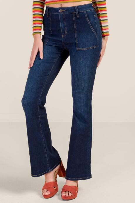 Francesca Inchess Sarah High Rise Flare Patch Pocket Jeans - Dark
