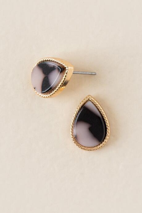 Francesca's Zadie Tort Teardrop Stud Earring - Leopard