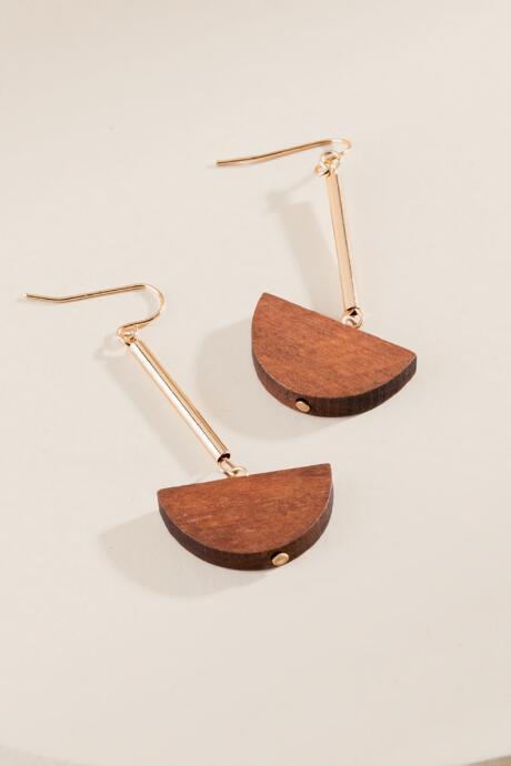 Francesca's Cara Linear Geo Wood Earrings - Brown