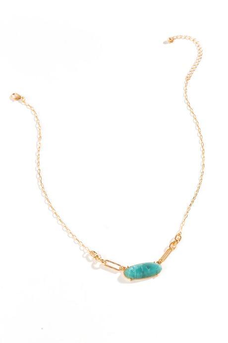 Francesca's Gianna Oval Pendant Necklace - Turquoise