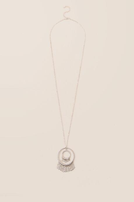 Francesca's Annette Fringe Pendant Necklace - Silver