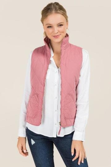 Mi Ami Amabella Quilted Side Zip Puffer Vest - Rose