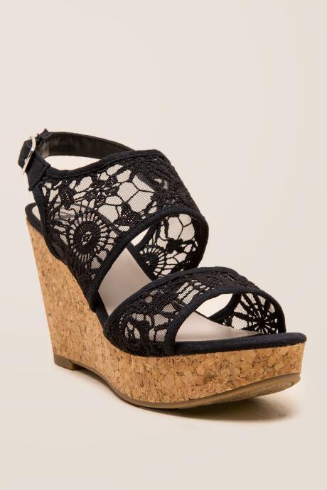 Fergalicious Krazy Floral Crochet Wedge - Black