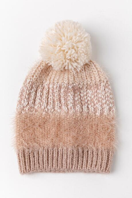 Francesca's Nina Multi Pattern Beanie - Blush
