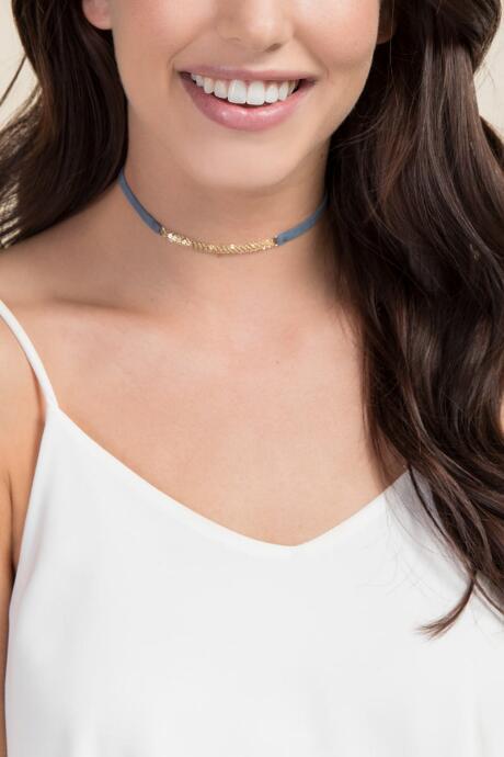 Francesca's Bailey Delicate Suede Choker - Blue