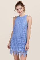 Francesca's Kristian Lace Shift Dress - Oxford Blue