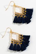 Francesca's Hadlee Teardrop Tassel Earrings - Navy