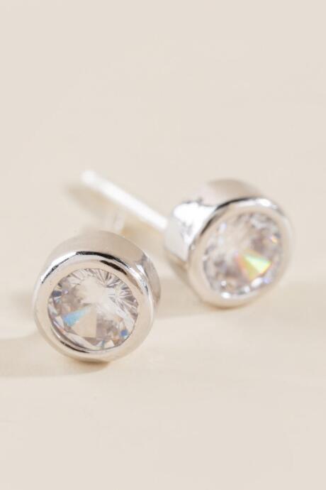 Francesca's Tammy Round Cubic Zirconia Stud Earrings - Crystal