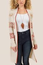 Francesca's Ryder Metallic Fair Isle Cardigan - Heather Oat