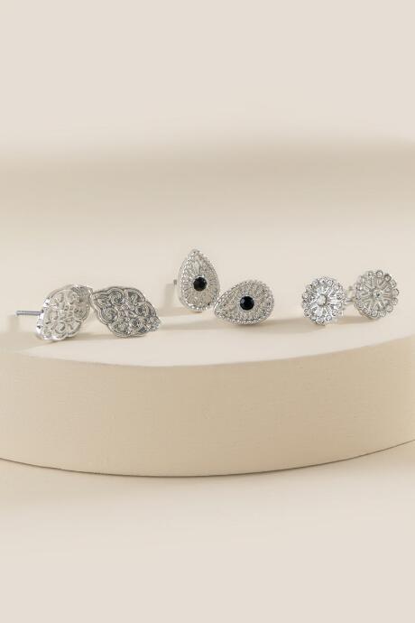 Francesca's Femmi Filigree Stud Set - Silver