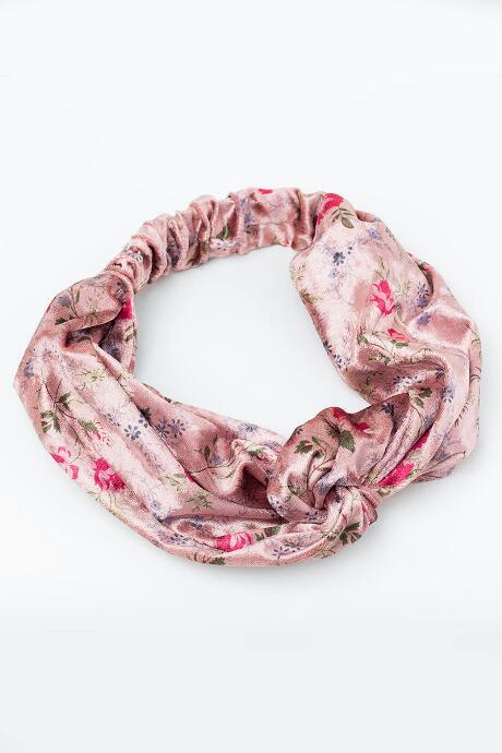 Francesca's Sherry Crushed Velvet Floral Headwrap - Blush