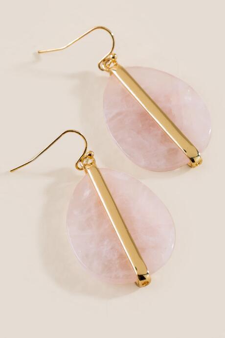 Francesca's Joslyn Quartz Teardrop Earrings - Pale Pink
