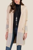 Francesca's Henley Color Block Jacket - Heather Oat