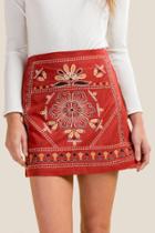 Francesca's Diana Embroidered Front Skirt - Cinnamon