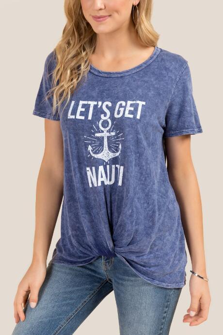 Francesca Inchess Jessie Blue Marbled Graphic Tee - Navy