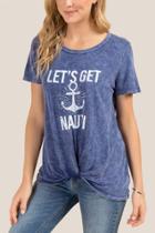 Francesca Inchess Jessie Blue Marbled Graphic Tee - Navy