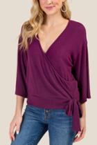 Francesca Inchess Tessa Wrap Tie Front Top - Purple