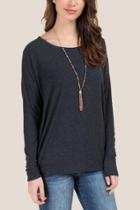 Francesca's Sabine Basic Dolman Jersey Top - Black