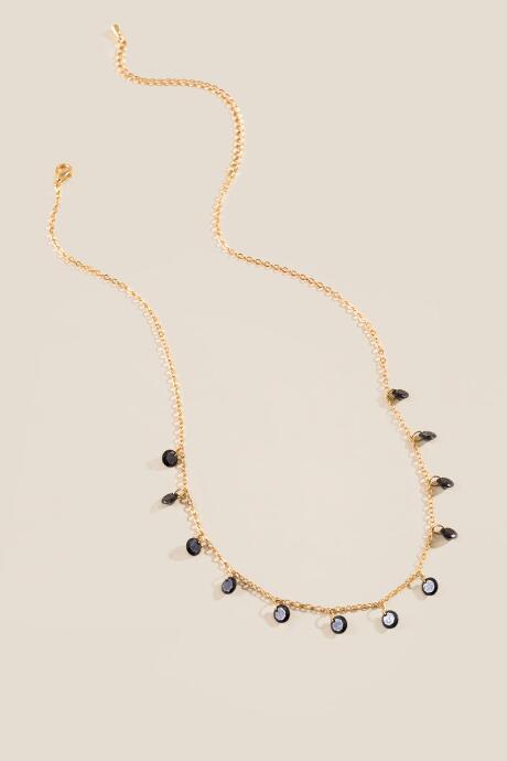 Francesca's Regina Delicate Necklace - Black