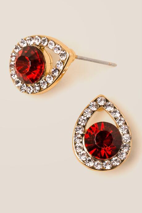 Francesca's Aura Crystal Teardrop Earring - Burgundy