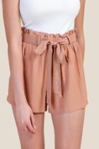 Francesca's Ingrid Paperbag Waist Shorts - Camel