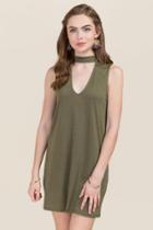 Alya Consuela Choker Knit Dress - Dark Olive