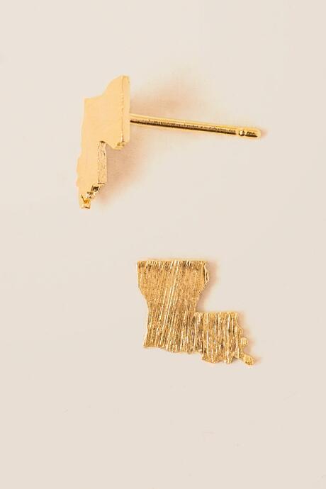 Francesca's Louisiana Brass Stud Earring - Gold