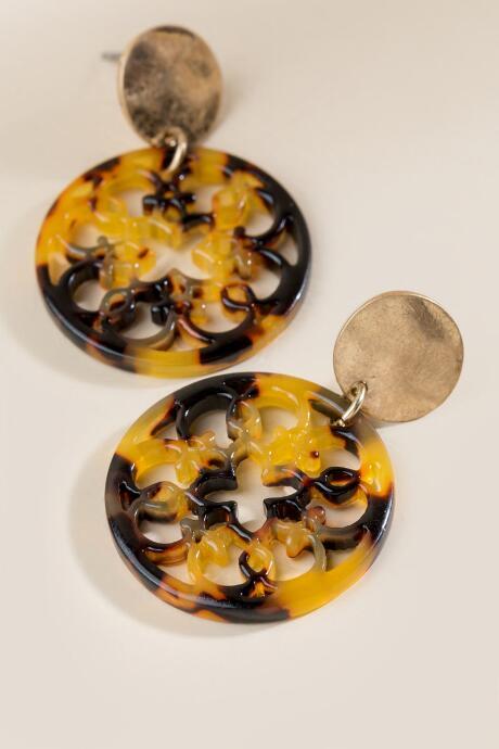 Francesca's Brenna Tortoise Circle Drop Earrings - Amber