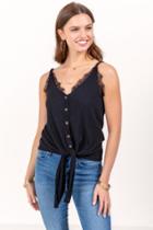 Francesca's Sam V Neck Knit Blouse - Black