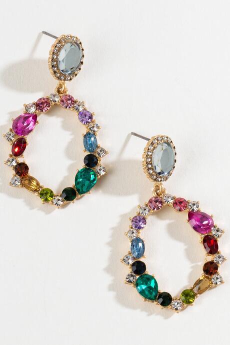 Francesca's Melissa Crystal Statement Earrings - Multi