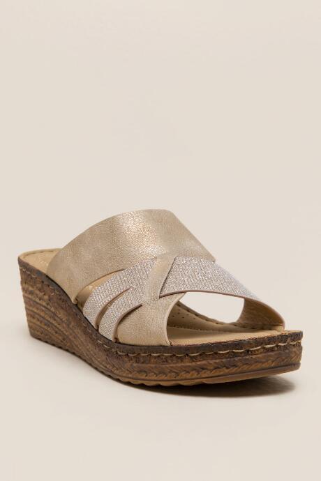 Francesca Inchess Raquell Metallic Comfort Wedge - Crisp Champagne