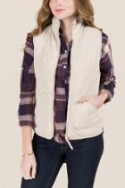 Mi Ami Amabella Quilted Side Zip Puffer Vest - Taupe