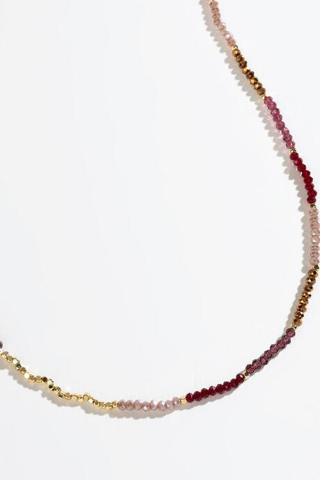 Francesca's Jada Beaded Strand Necklace In Burgundy - Wine