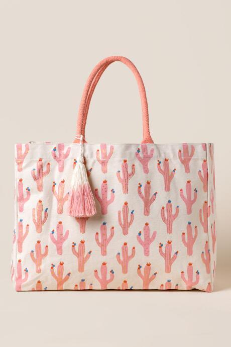 Francesca's Ondine Cactus Canvas Tote - Pink